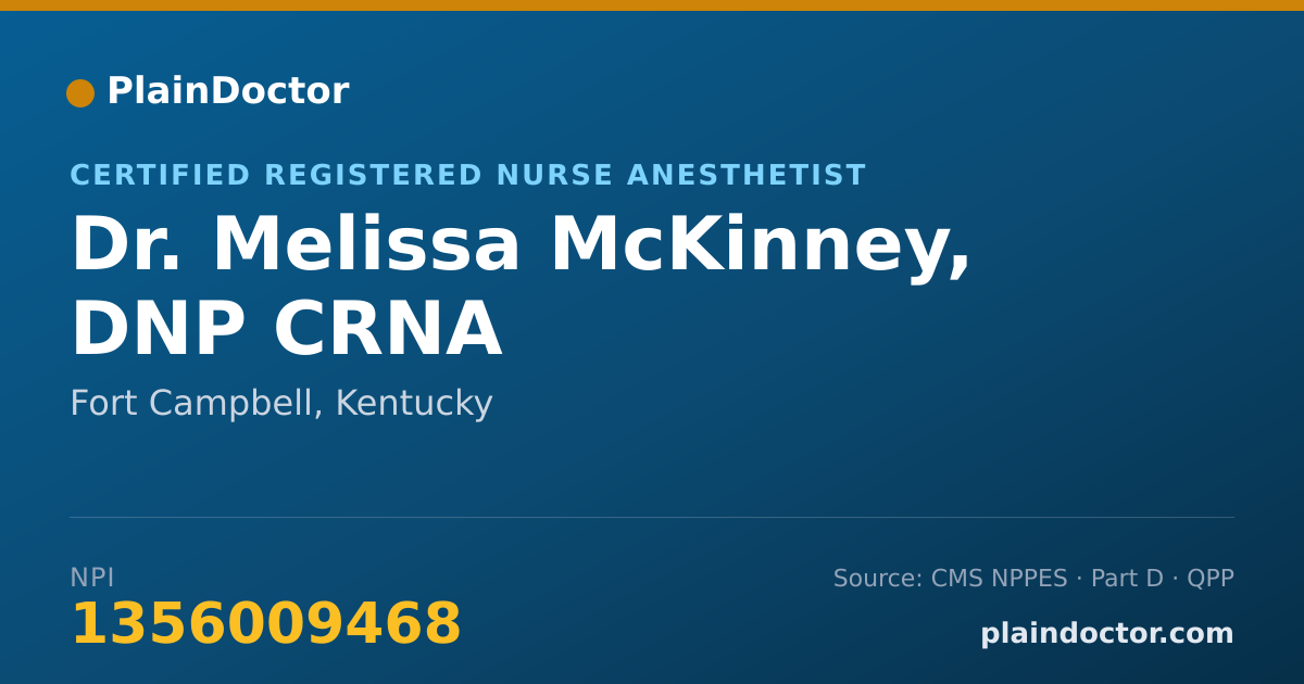 Shareable card for Melissa McKinney, DNP CRNA - Certified Registered Nurse Anesthetist, Fort Campbell, KY