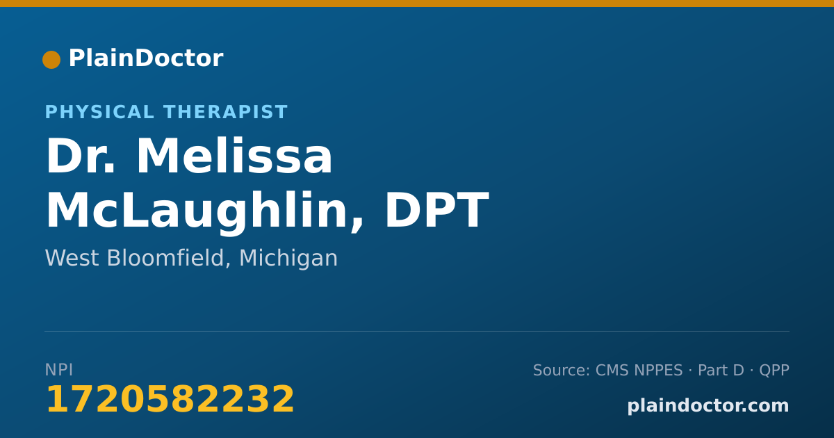 Shareable card for Melissa McLaughlin, DPT - Physical Therapist, West Bloomfield, MI