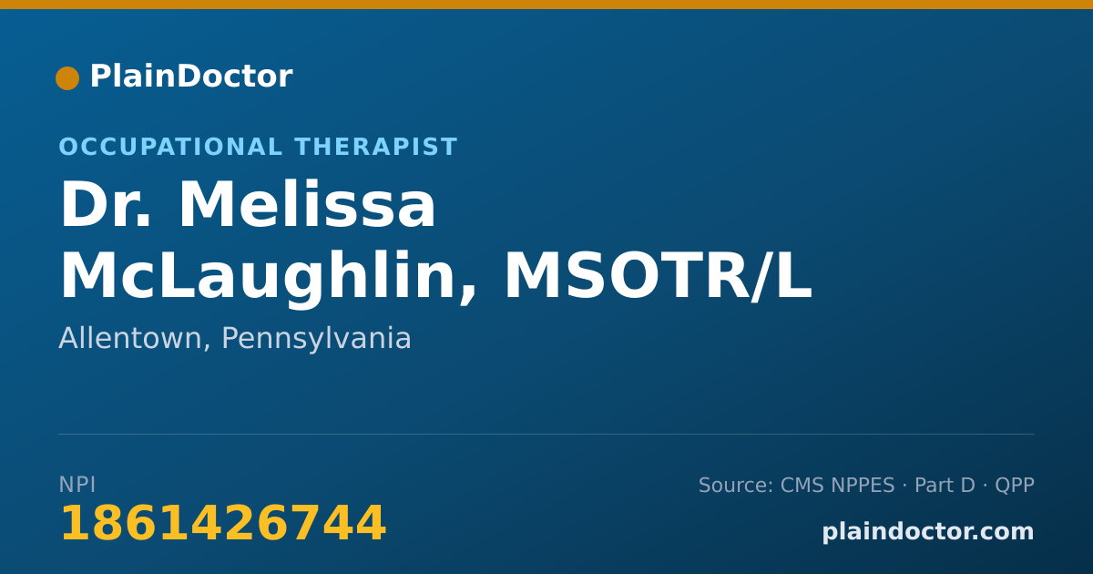 Shareable card for Melissa McLaughlin, MSOTR/L - Occupational Therapist, Allentown, PA