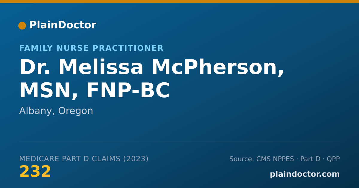 Shareable card for Melissa McPherson, MSN, FNP-BC - Family Nurse Practitioner, Albany, OR