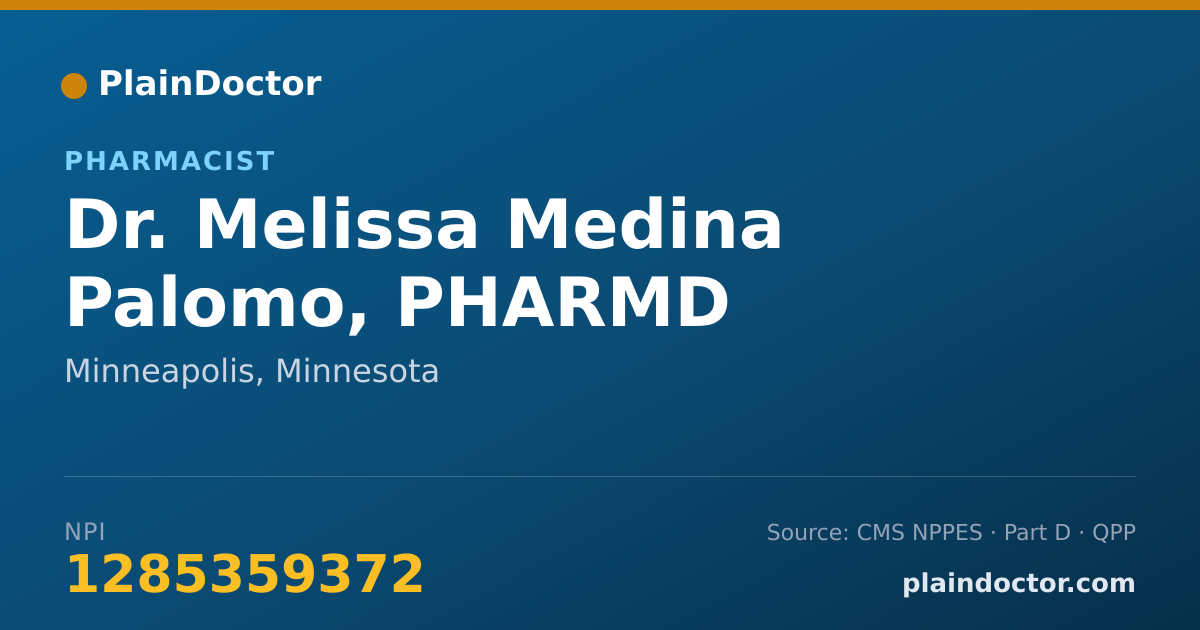 Shareable card for Melissa Medina Palomo, PHARMD - Pharmacist, Minneapolis, MN