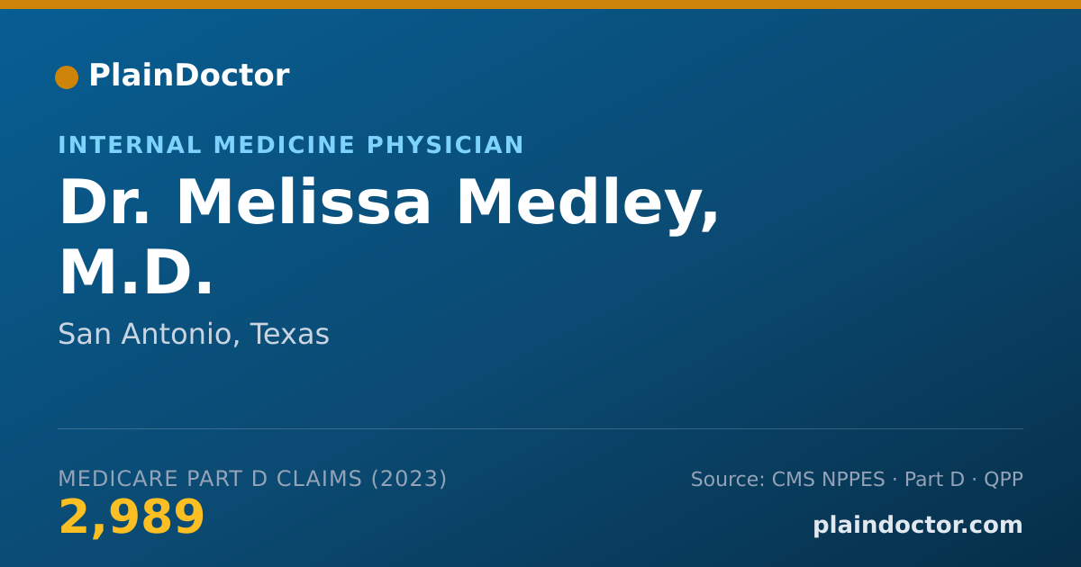 Shareable card for Melissa Medley, M.D. - Internal Medicine Physician, San Antonio, TX