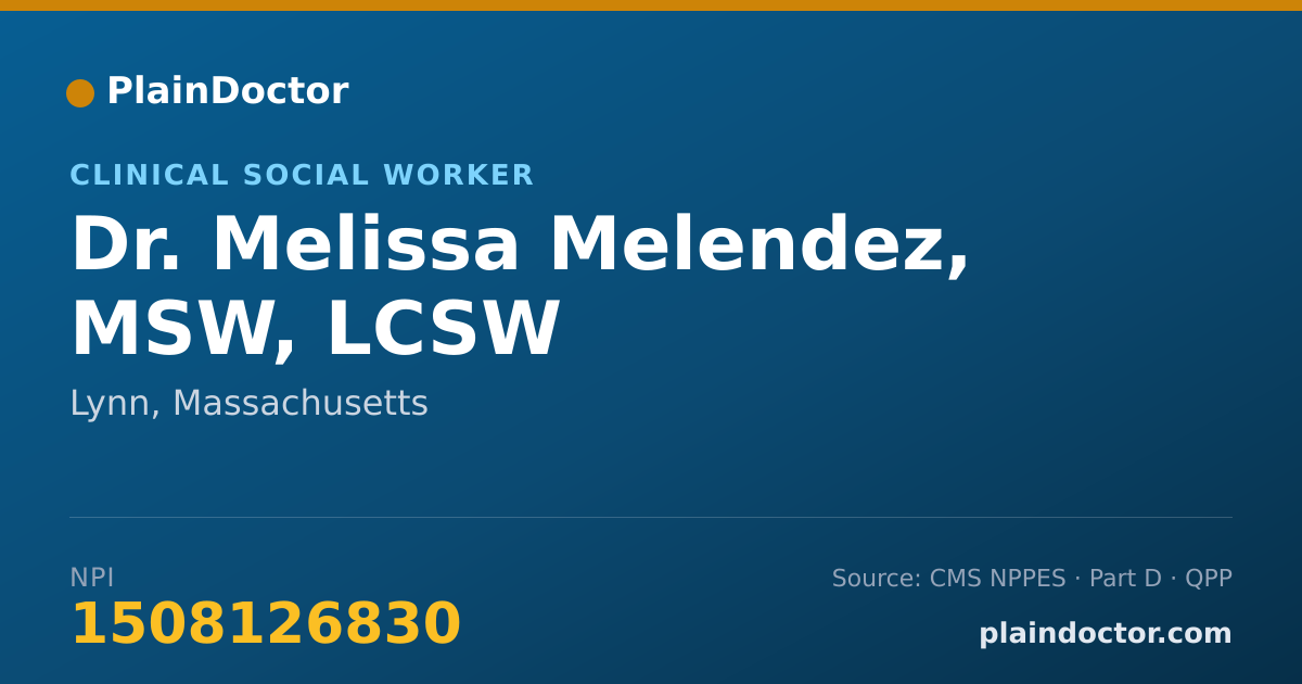 Shareable card for Melissa Melendez, MSW, LCSW - Clinical Social Worker, Lynn, MA