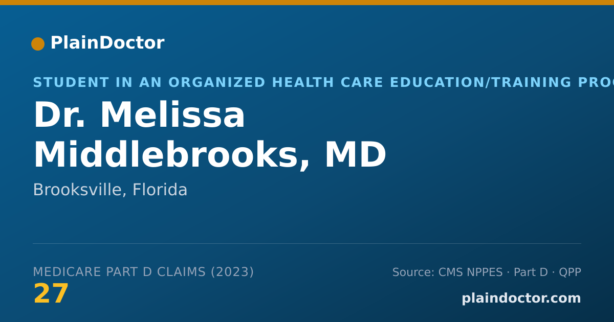 Shareable card for Melissa Middlebrooks, MD - Student in an Organized Health Care Education/Training Program, Brooksville, FL