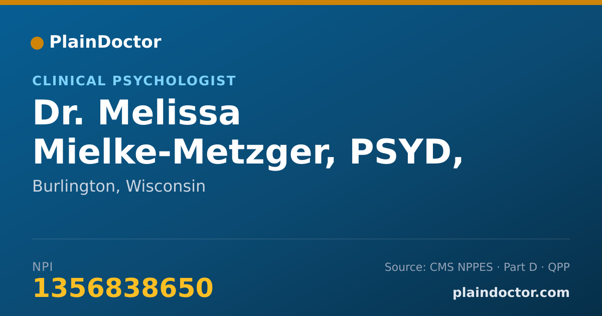 Shareable card for Melissa Mielke-Metzger, PSYD, NCSP - Clinical Psychologist, Burlington, WI