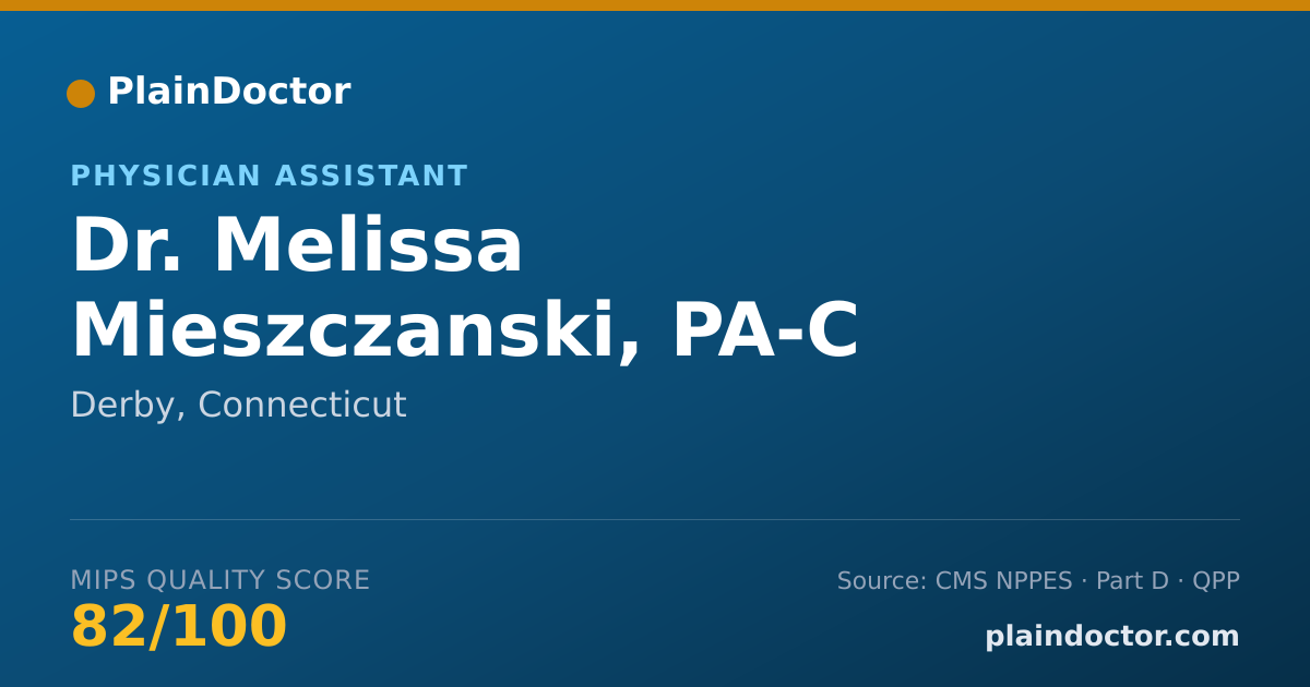Shareable card for Melissa Mieszczanski, PA-C - Physician Assistant, Derby, CT