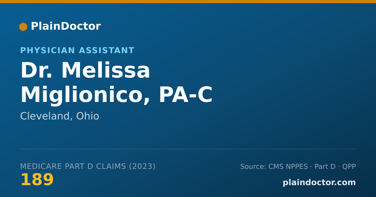 Shareable card for Melissa Miglionico, PA-C - Physician Assistant, Cleveland, OH
