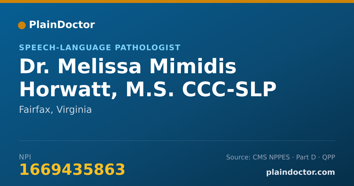 Shareable card for Melissa Mimidis Horwatt, M.S. CCC-SLP - Speech-Language Pathologist, Fairfax, VA