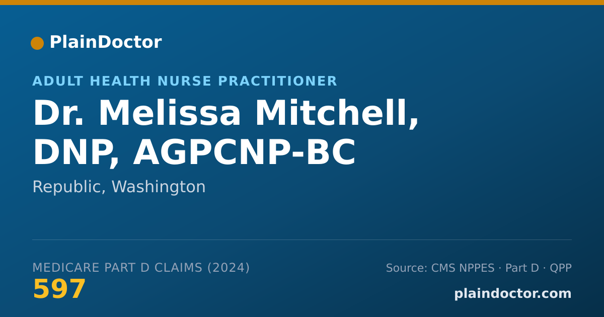 Shareable card for Melissa Mitchell, DNP, AGPCNP-BC - Adult Health Nurse Practitioner, Republic, WA