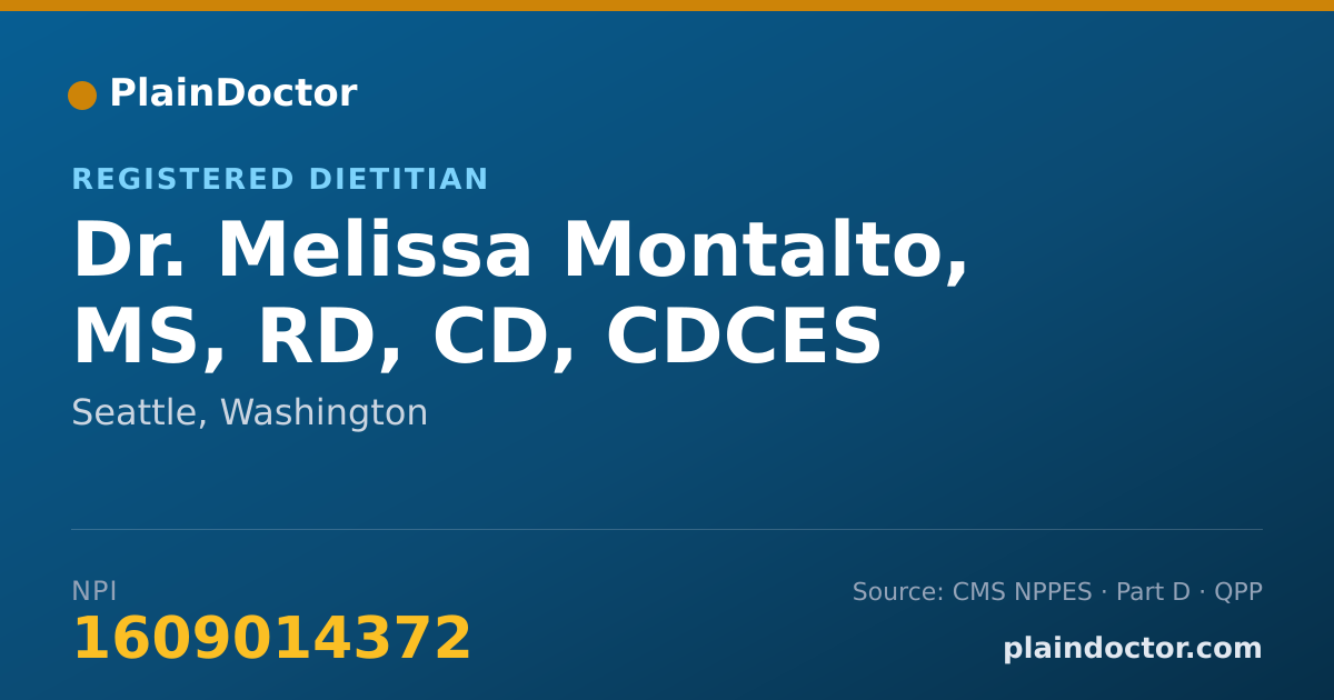 Shareable card for Melissa Montalto, MS, RD, CD, CDCES - Registered Dietitian, Seattle, WA