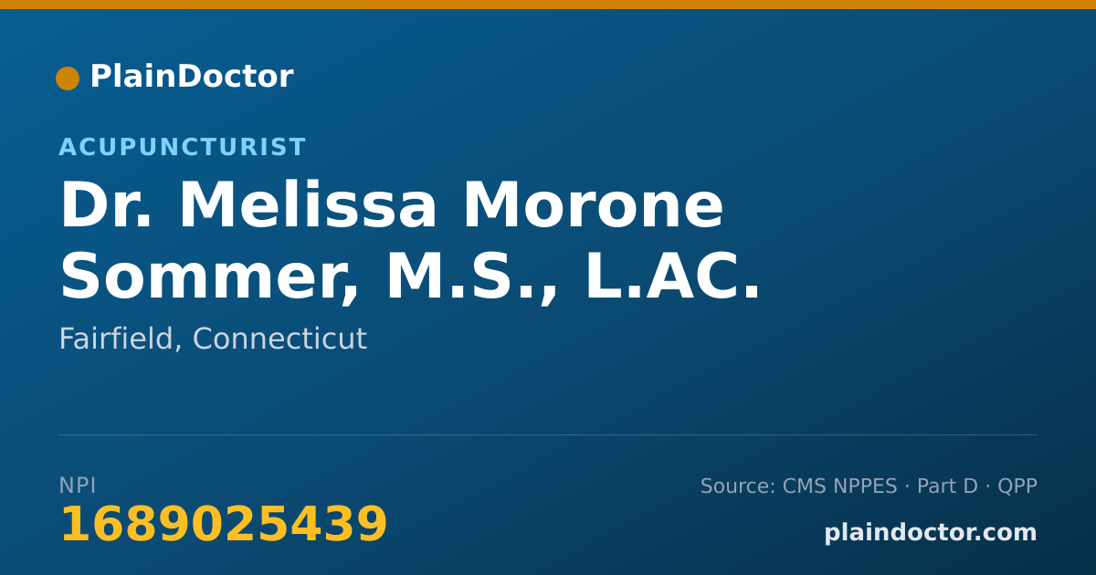 Shareable card for Melissa Morone Sommer, M.S., L.AC. - Acupuncturist, Fairfield, CT