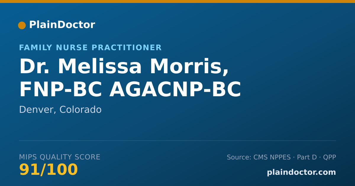 Shareable card for Melissa Morris, FNP-BC AGACNP-BC - Family Nurse Practitioner, Denver, CO