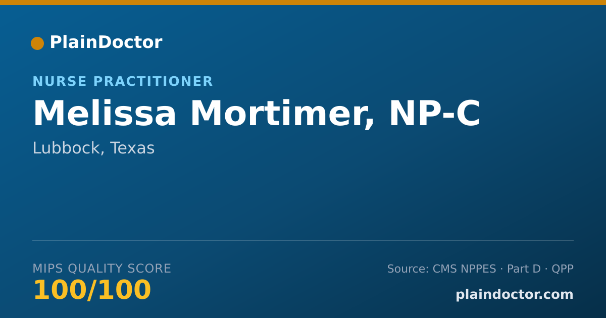 Shareable card for Melissa Mortimer, NP-C - Nurse Practitioner, Lubbock, TX