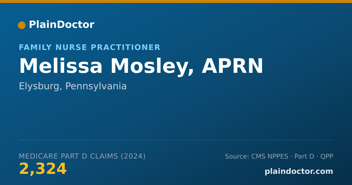 Shareable card for Melissa Mosley, APRN - Family Nurse Practitioner, Elysburg, PA