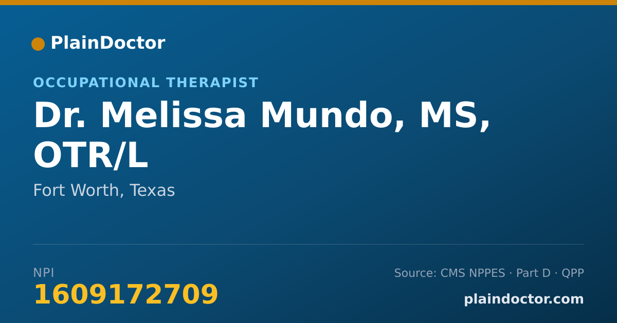 Shareable card for Melissa Mundo, MS, OTR/L - Occupational Therapist, Fort Worth, TX