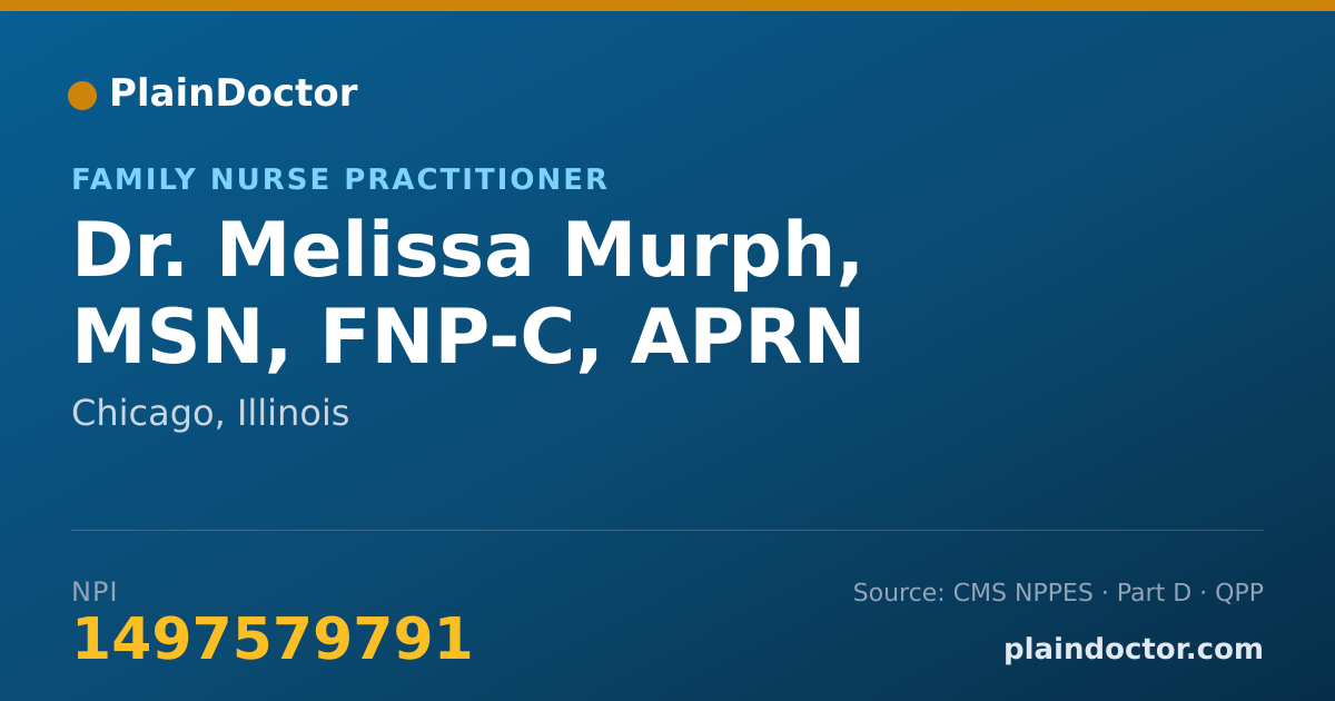 Shareable card for Melissa Murph, MSN, FNP-C, APRN - Family Nurse Practitioner, Chicago, IL