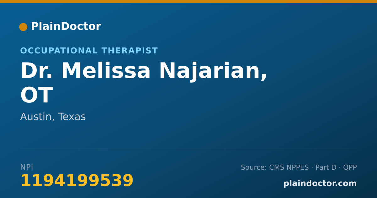 Shareable card for Melissa Najarian, OT - Occupational Therapist, Austin, TX