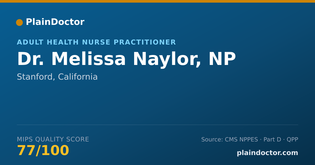 Shareable card for Melissa Naylor, NP - Adult Health Nurse Practitioner, Stanford, CA
