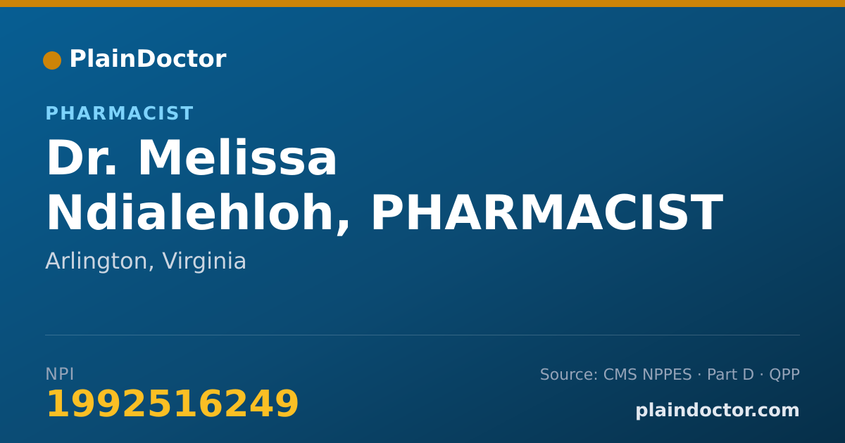 Shareable card for Melissa Ndialehloh, PHARMACIST - Pharmacist, Arlington, VA