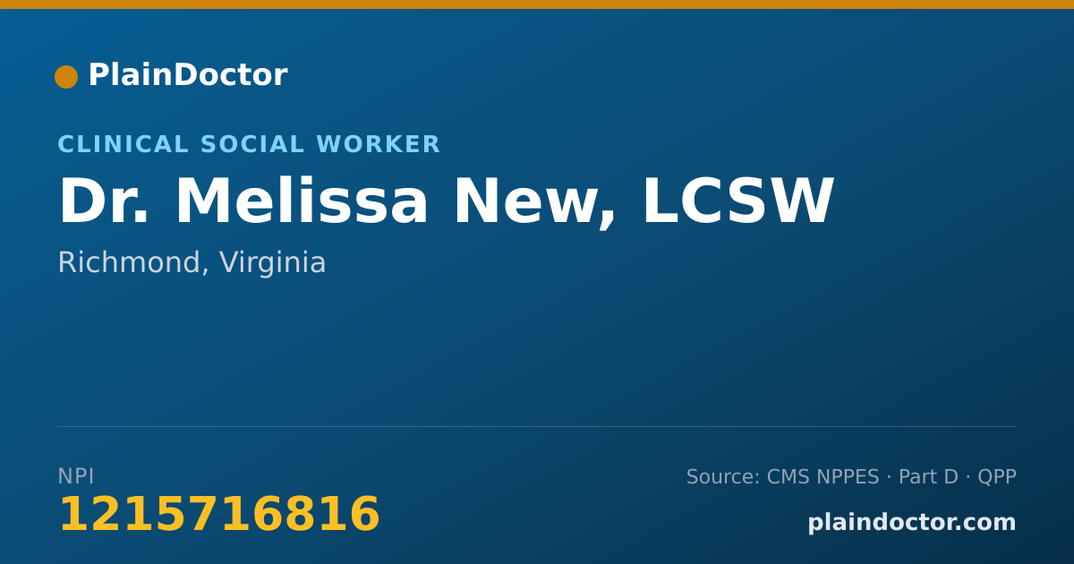 Shareable card for Melissa New, LCSW - Clinical Social Worker, Richmond, VA