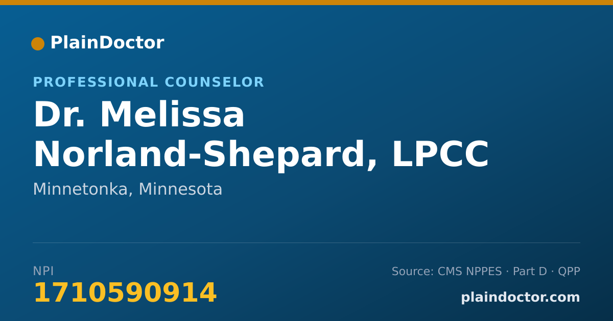 Shareable card for Melissa Norland-Shepard, LPCC - Professional Counselor, Minnetonka, MN