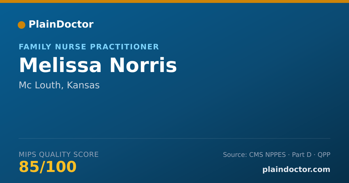 Shareable card for Melissa Norris - Family Nurse Practitioner, Mc Louth, KS
