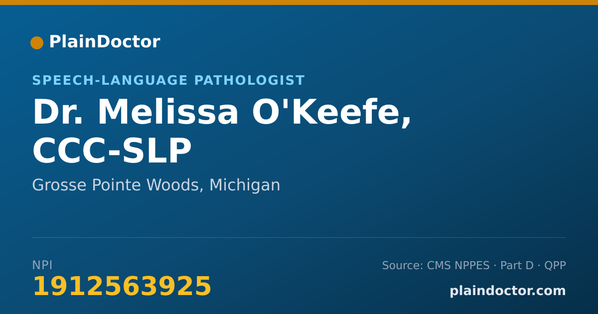Shareable card for Melissa O'Keefe, CCC-SLP - Speech-Language Pathologist, Grosse Pointe Woods, MI
