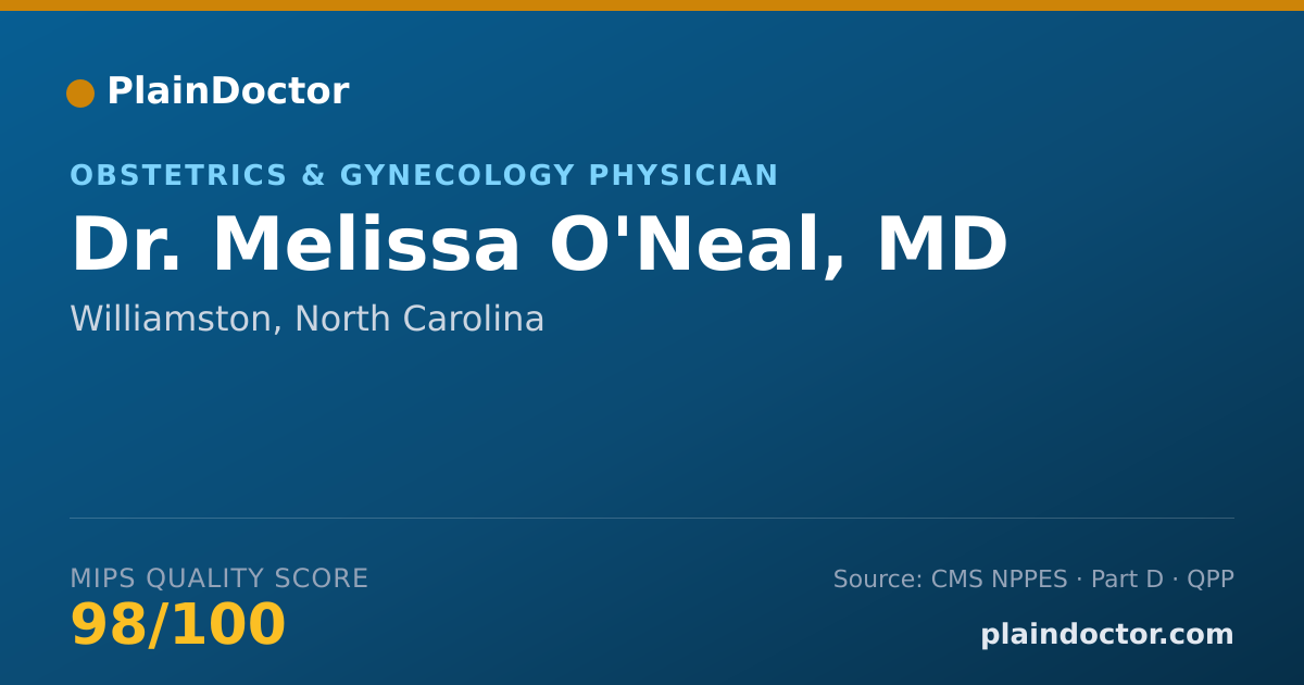 Shareable card for Melissa O'Neal, MD - Obstetrics & Gynecology Physician, Williamston, NC