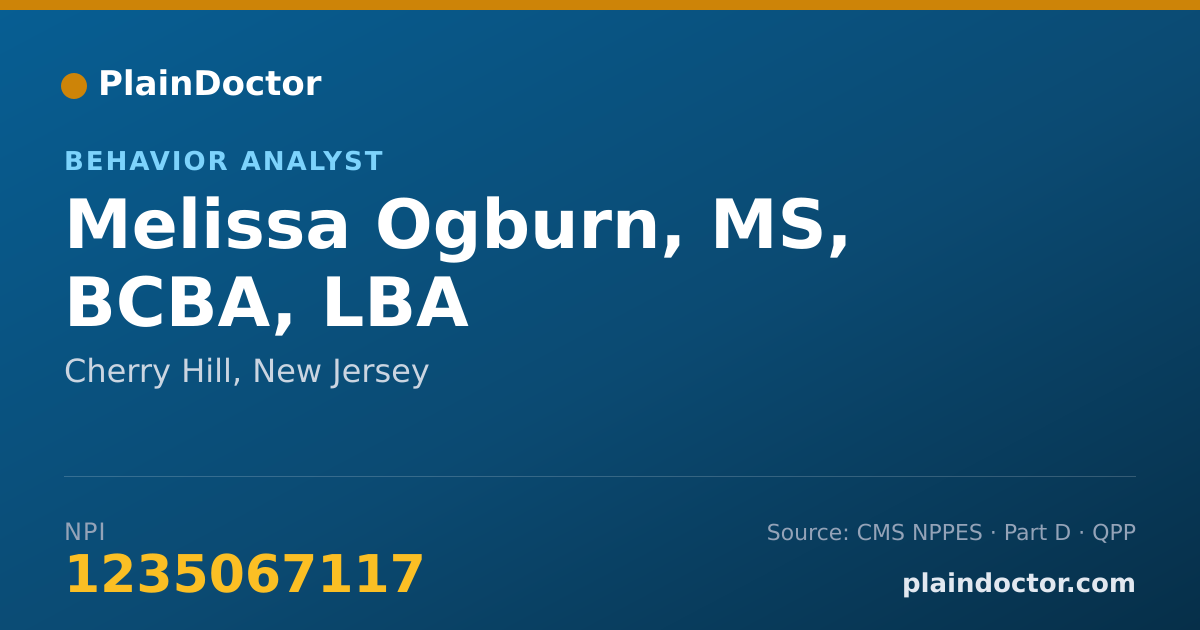 Shareable card for Melissa Ogburn, MS, BCBA, LBA - Behavior Analyst, Cherry Hill, NJ