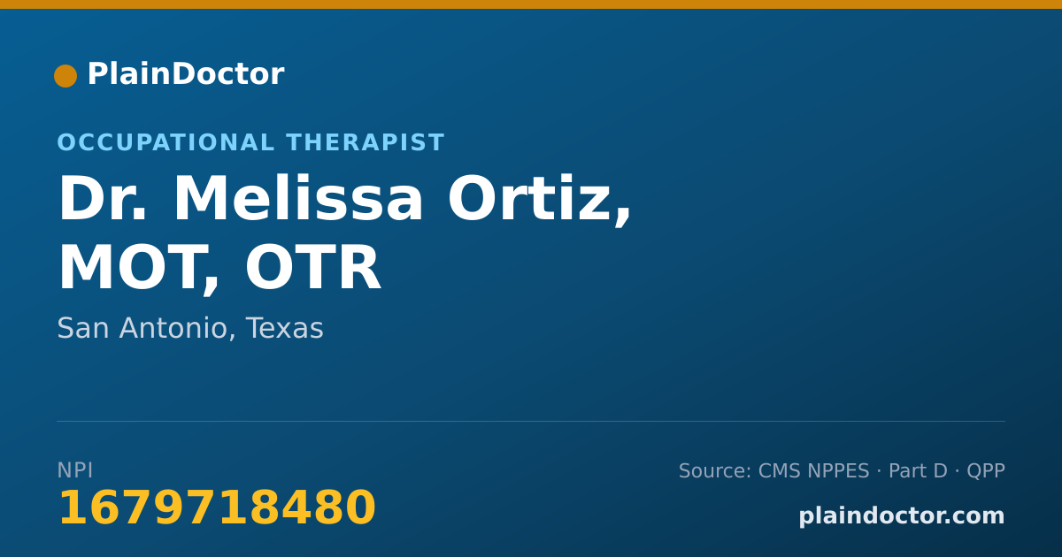 Shareable card for Melissa Ortiz, MOT, OTR - Occupational Therapist, San Antonio, TX