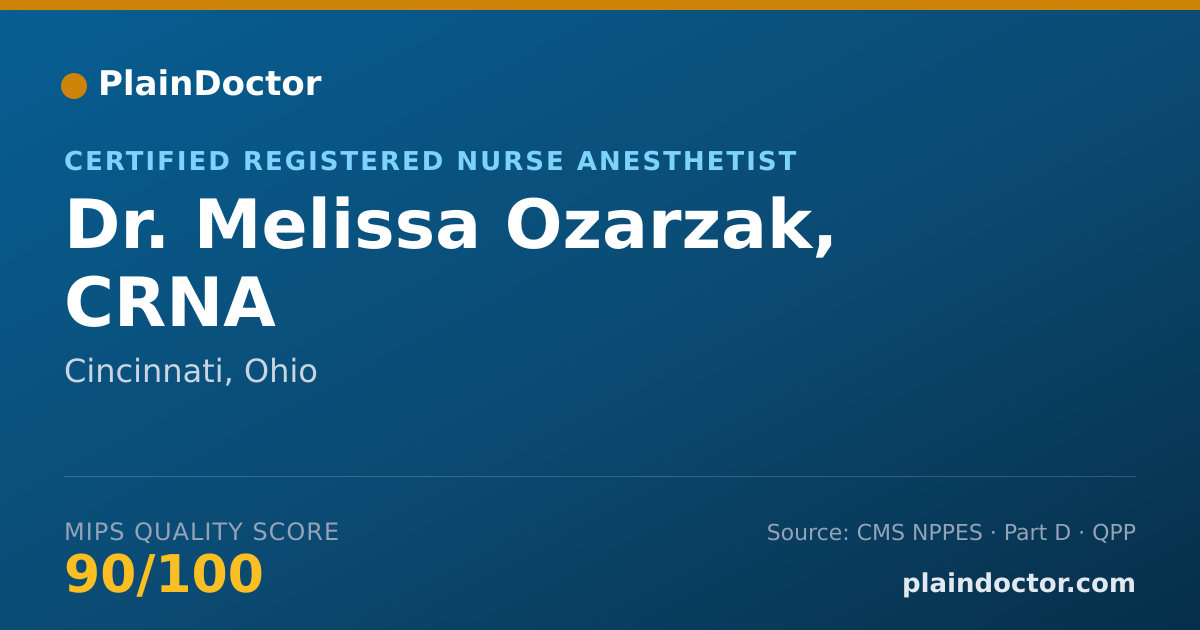 Shareable card for Melissa Ozarzak, CRNA - Certified Registered Nurse Anesthetist, Cincinnati, OH