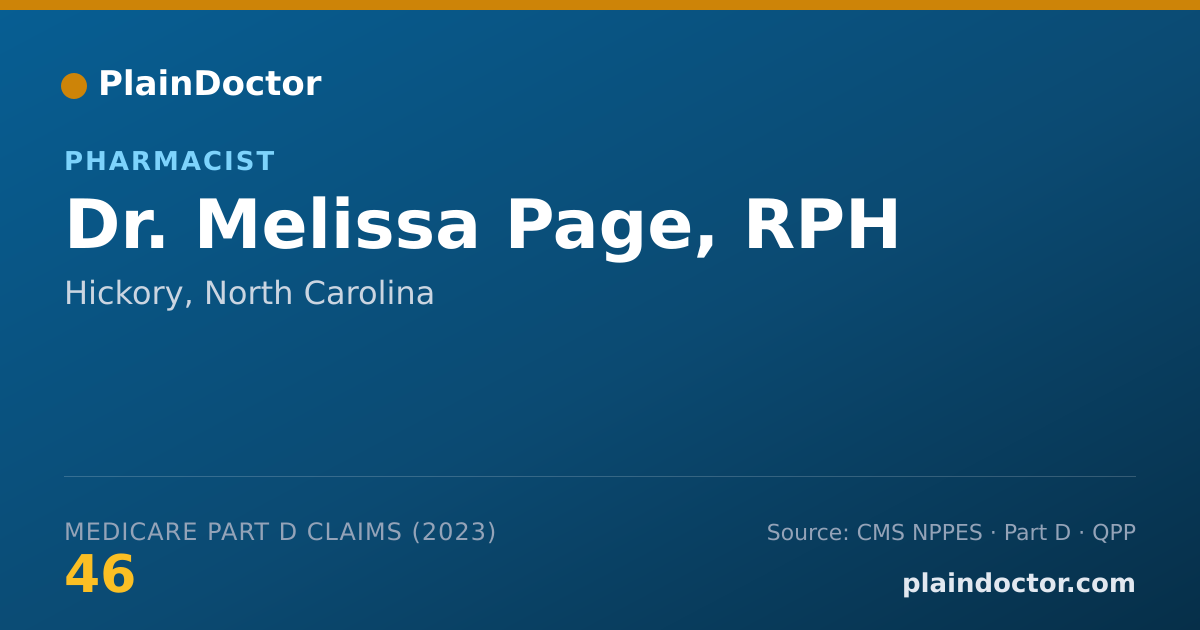 Shareable card for Melissa Page, RPH - Pharmacist, Hickory, NC