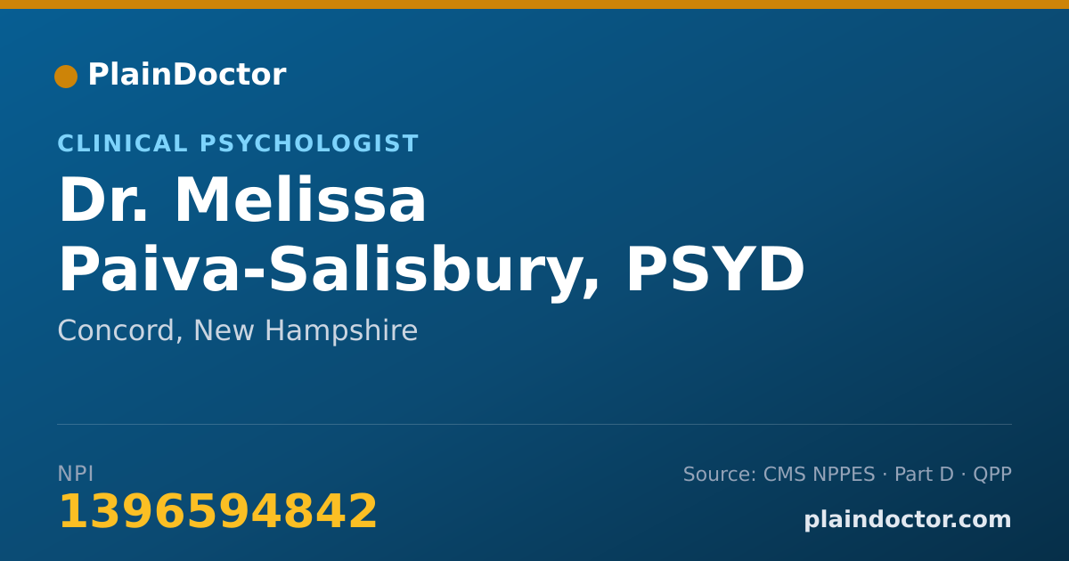 Shareable card for Melissa Paiva-Salisbury, PSYD - Clinical Psychologist, Concord, NH