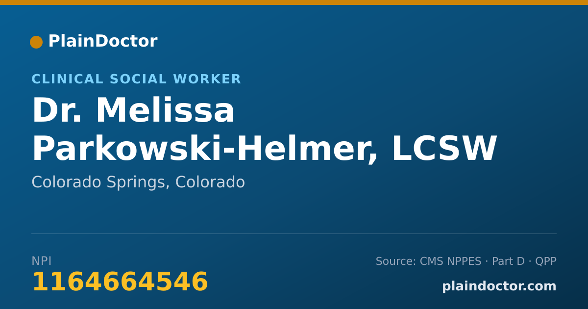 Shareable card for Melissa Parkowski-Helmer, LCSW - Clinical Social Worker, Colorado Springs, CO