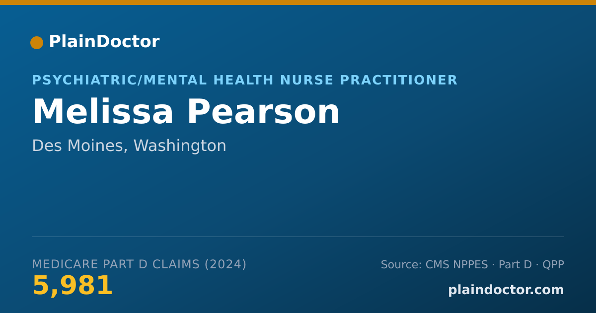 Shareable card for Melissa Pearson - Psychiatric/Mental Health Nurse Practitioner, Des Moines, WA