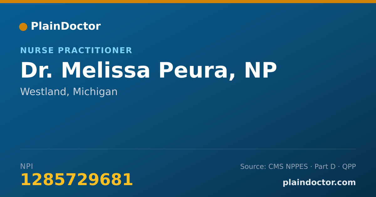 Shareable card for Melissa Peura, NP - Nurse Practitioner, Westland, MI