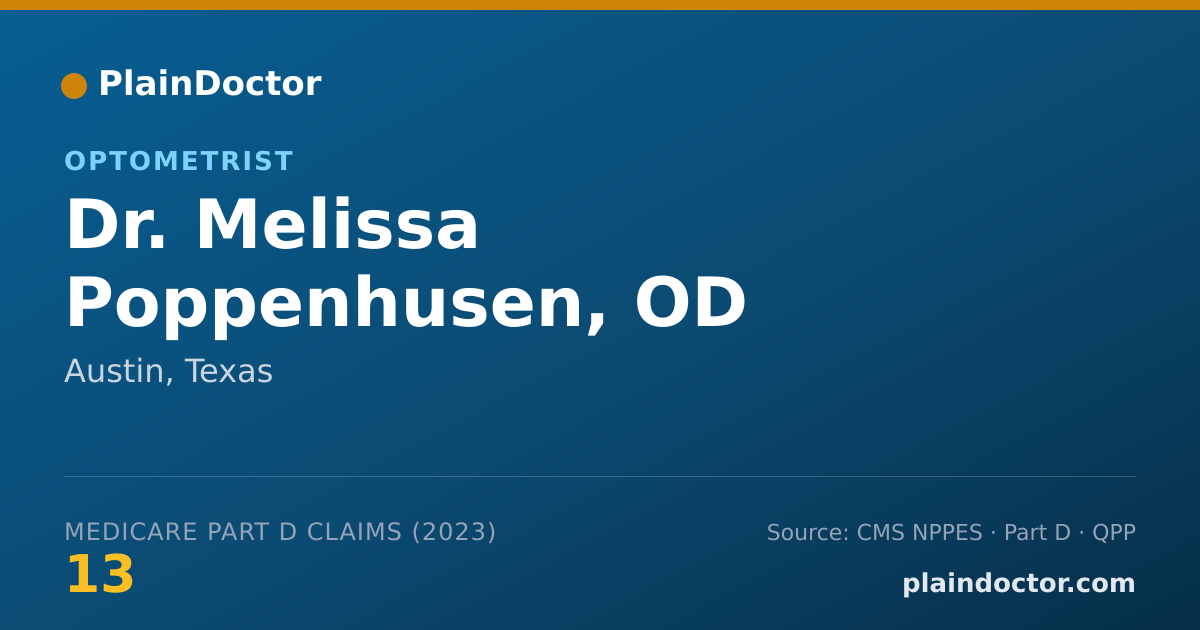 Shareable card for Melissa Poppenhusen, OD - Optometrist, Austin, TX