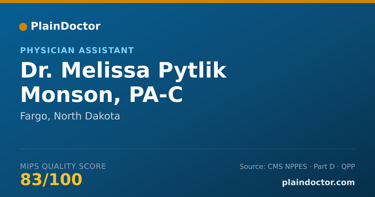 Shareable card for Melissa Pytlik Monson, PA-C - Physician Assistant, Fargo, ND