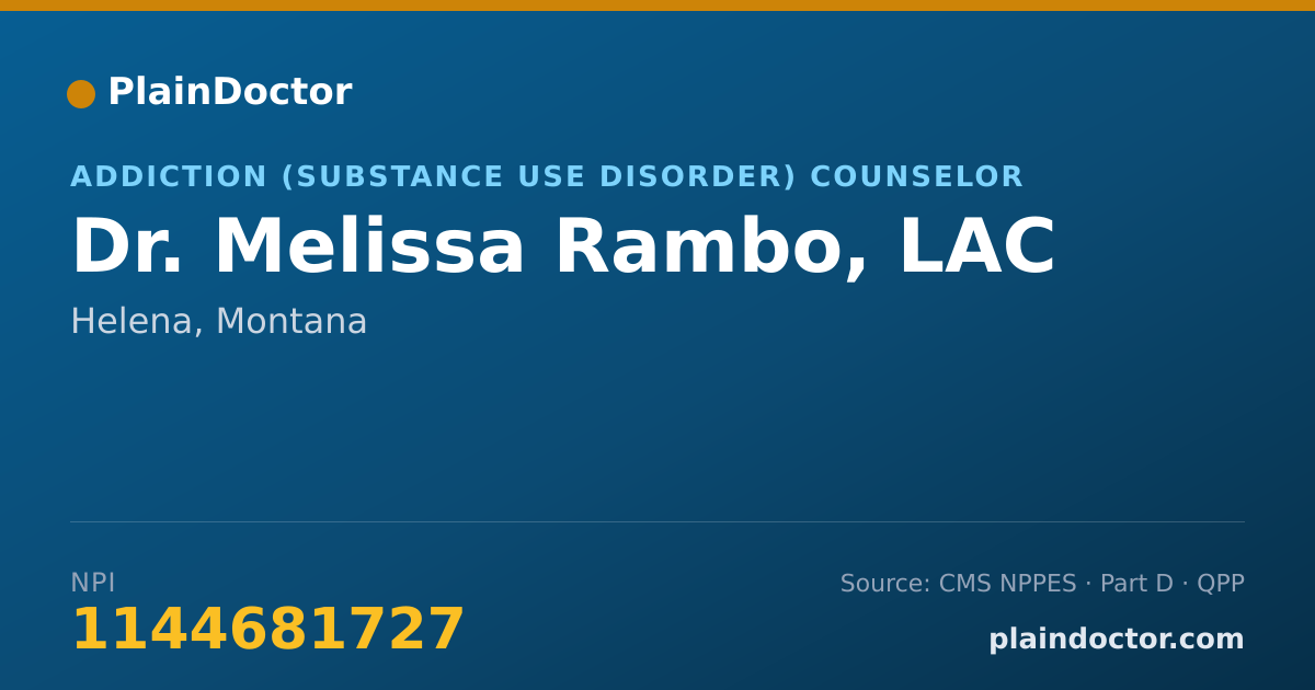 Shareable card for Melissa Rambo, LAC - Addiction (Substance Use Disorder) Counselor, Helena, MT