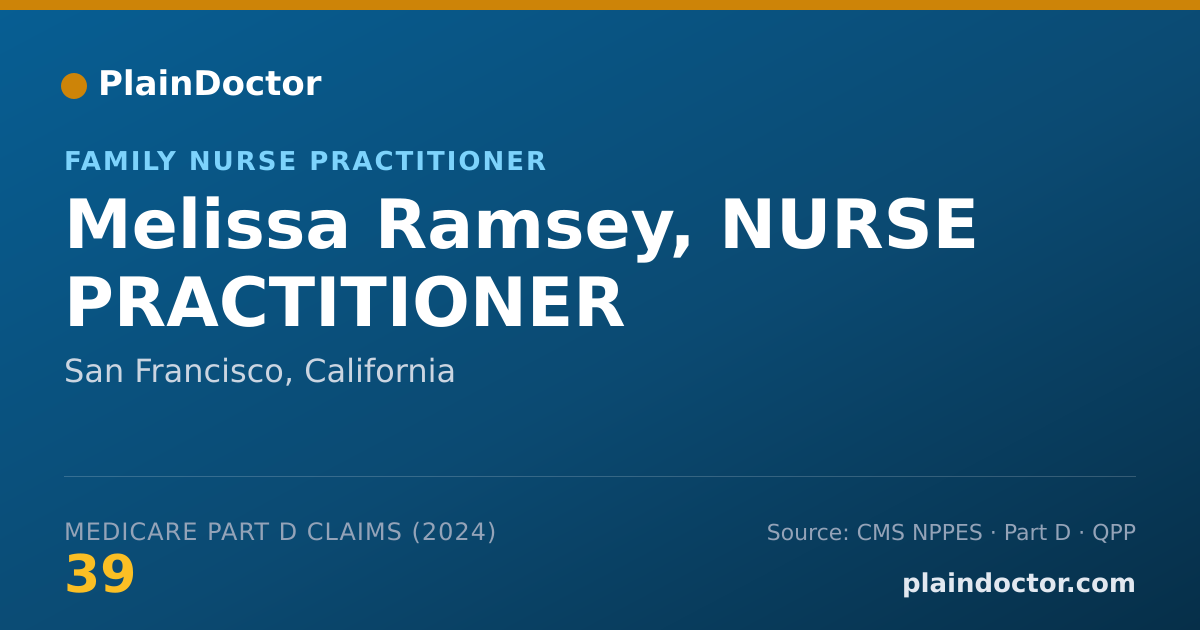 Shareable card for Melissa Ramsey, NURSE PRACTITIONER - Family Nurse Practitioner, San Francisco, CA