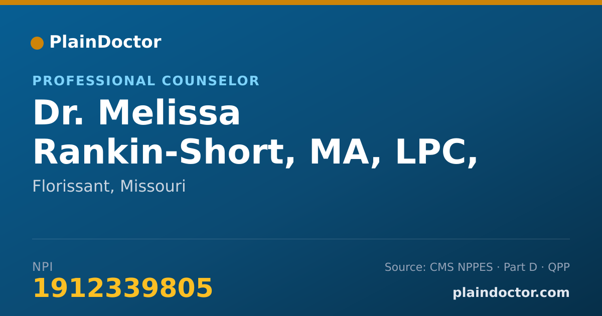 Shareable card for Melissa Rankin-Short, MA, LPC, CRC - Professional Counselor, Florissant, MO