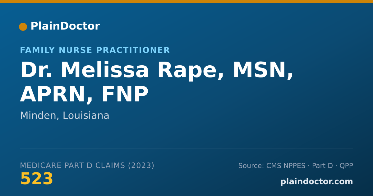 Shareable card for Melissa Rape, MSN, APRN, FNP - Family Nurse Practitioner, Minden, LA
