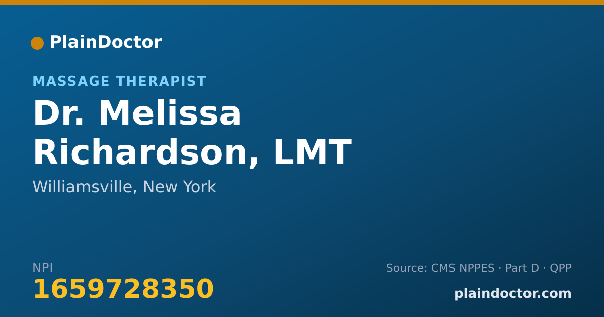 Shareable card for Melissa Richardson, LMT - Massage Therapist, Williamsville, NY