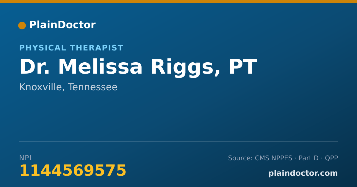 Shareable card for Melissa Riggs, PT - Physical Therapist, Knoxville, TN
