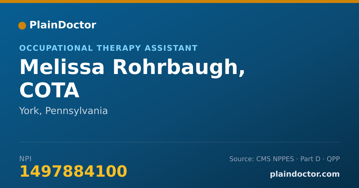 Shareable card for Melissa Rohrbaugh, COTA - Occupational Therapy Assistant, York, PA