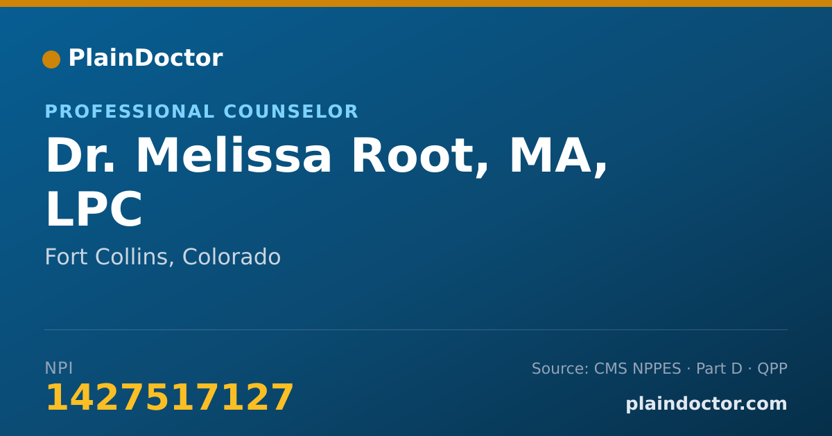 Shareable card for Melissa Root, MA, LPC - Professional Counselor, Fort Collins, CO