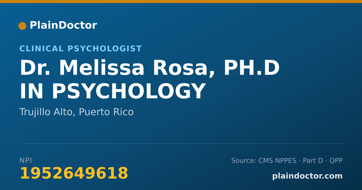 Shareable card for Melissa Rosa, PH.D IN PSYCHOLOGY - Clinical Psychologist, Trujillo Alto, PR