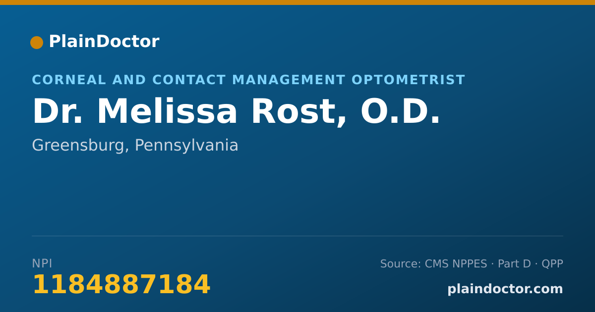 Shareable card for Melissa Rost, O.D. - Corneal and Contact Management Optometrist, Greensburg, PA
