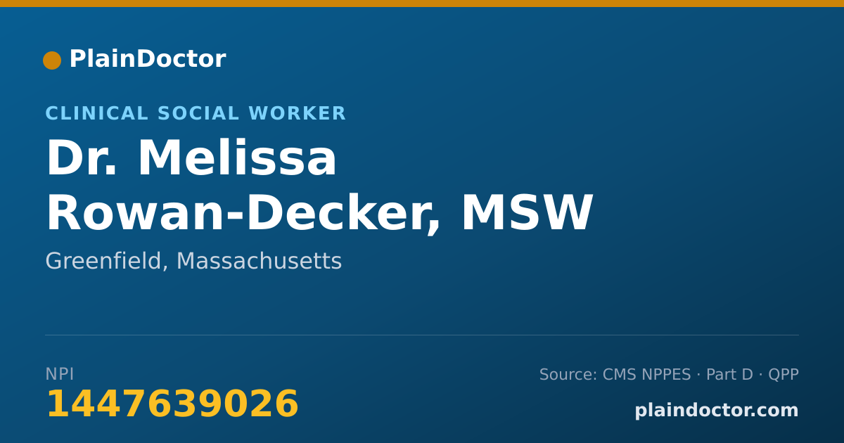Shareable card for Melissa Rowan-Decker, MSW - Clinical Social Worker, Greenfield, MA