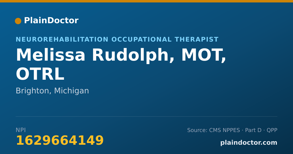 Shareable card for Melissa Rudolph, MOT, OTRL - Neurorehabilitation Occupational Therapist, Brighton, MI